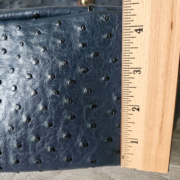 Giani Bernini Ostrich Embossed Shoulder Satchel Bag Purse Blue Faux Leather - Picture 13 of 16